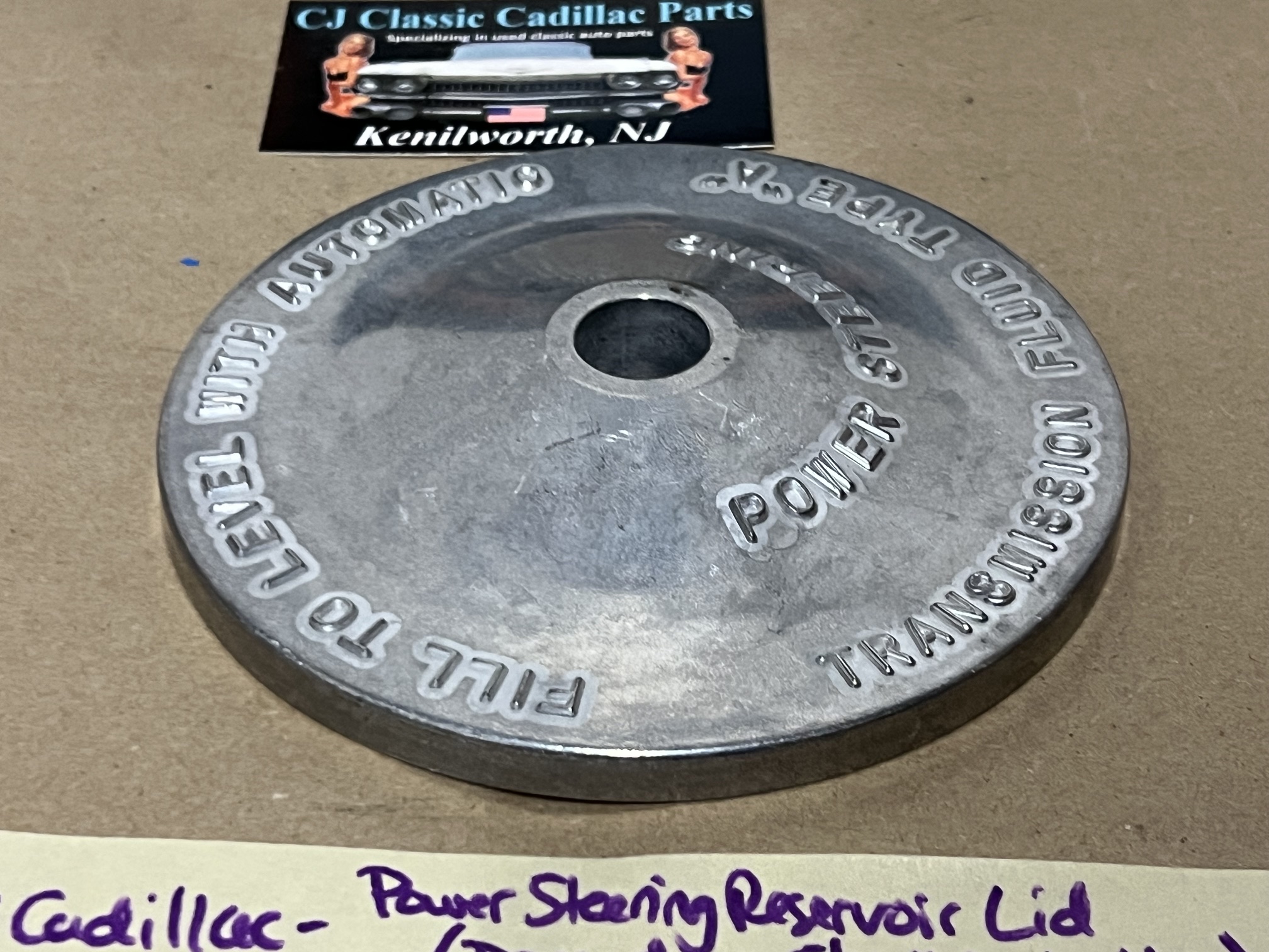 NEW 1952 1953 1954 1955 1956 1957 1958 CADILLAC DEVILLE FLEETWOOD ELDORADO DOMED POWER STEERING PUMP RESERVOIR CAP LID COVER ~ 5/16" CENTER HOLE - Image 6