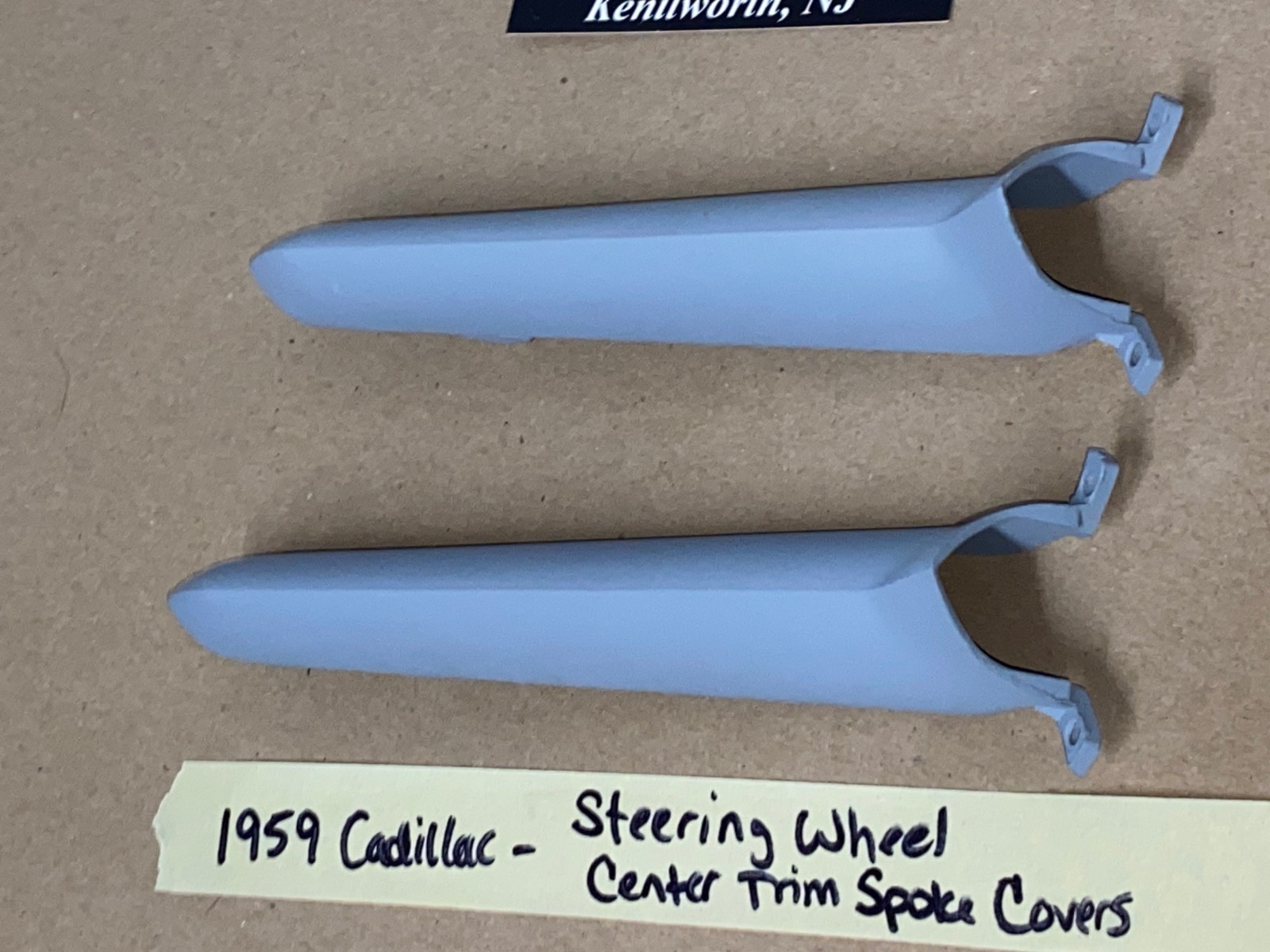 OEM 1959 Cadillac Deville Eldorado Fleetwood STEERING WHEEL CENTER SPOKE TRIM COVERS (PAIR) **RARE** #1471655 - Image 3