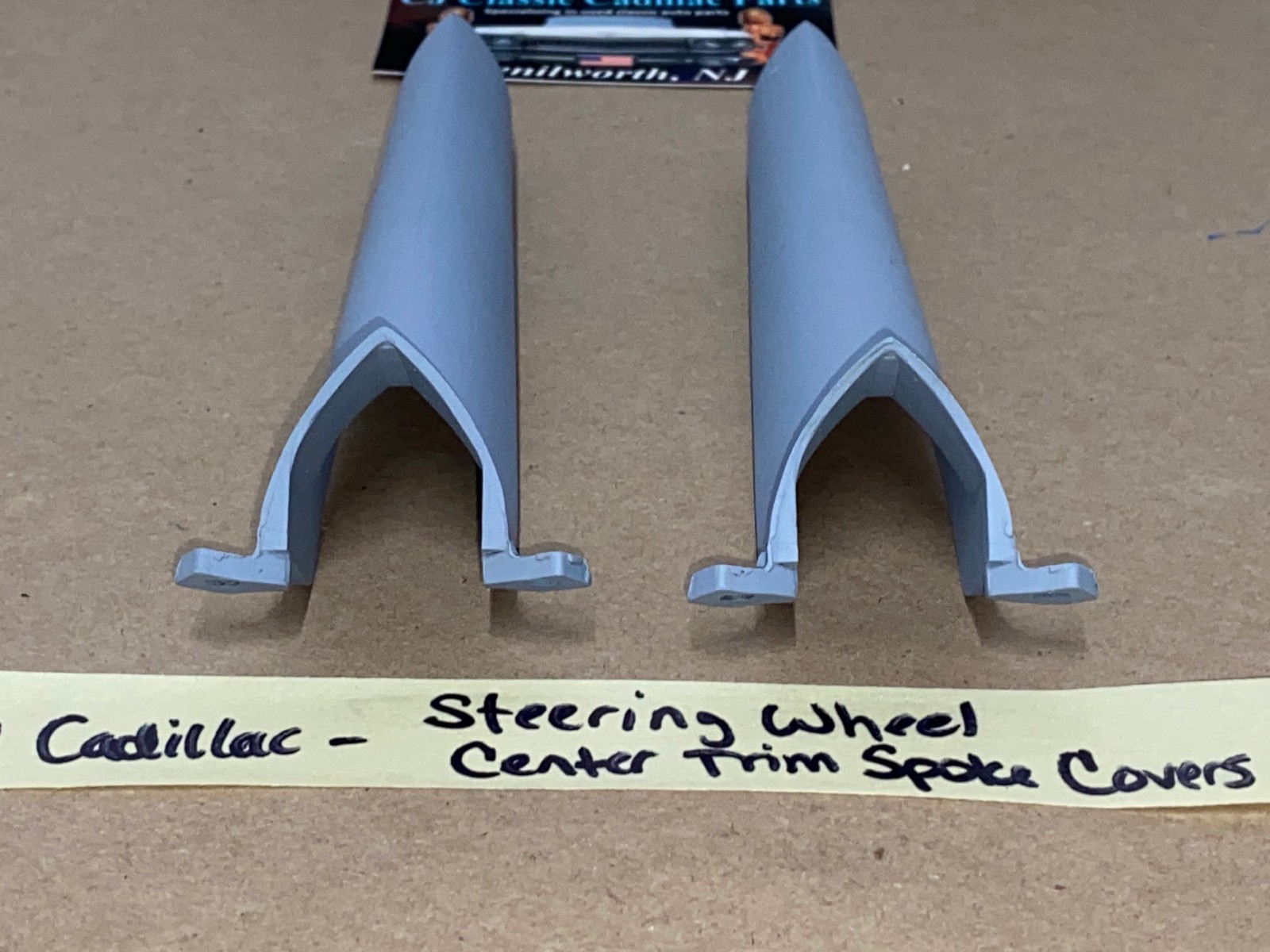 OEM 1959 Cadillac Deville Eldorado Fleetwood STEERING WHEEL CENTER SPOKE TRIM COVERS (PAIR) **RARE** #1471655 - Image 6