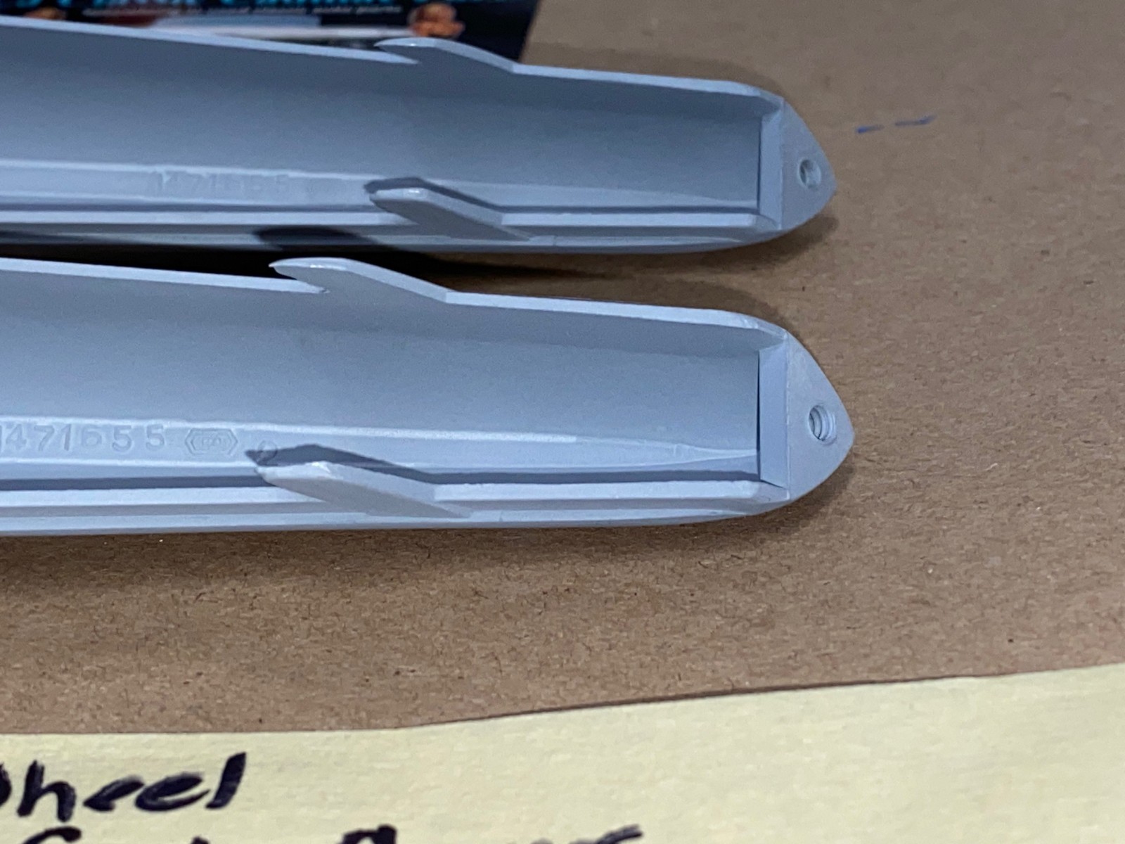 OEM 1959 Cadillac Deville Eldorado Fleetwood STEERING WHEEL CENTER SPOKE TRIM COVERS (PAIR) **RARE** #1471655 - Image 8