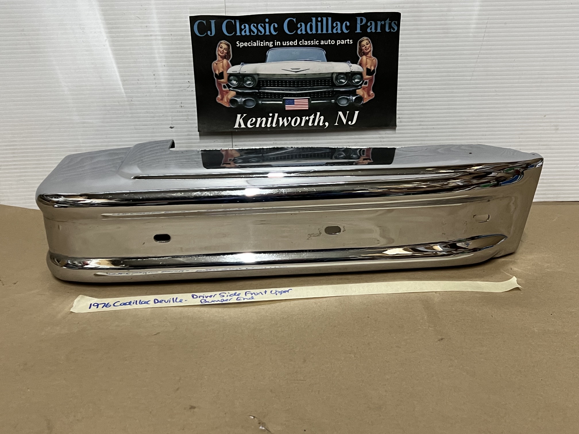 OEM 1974 1975 1976 Cadillac Deville Calais Fleetwood LEFT DRIVER SIDE FRONT BUMPER UPPER END CORNER BAR #3516089 - Image 2