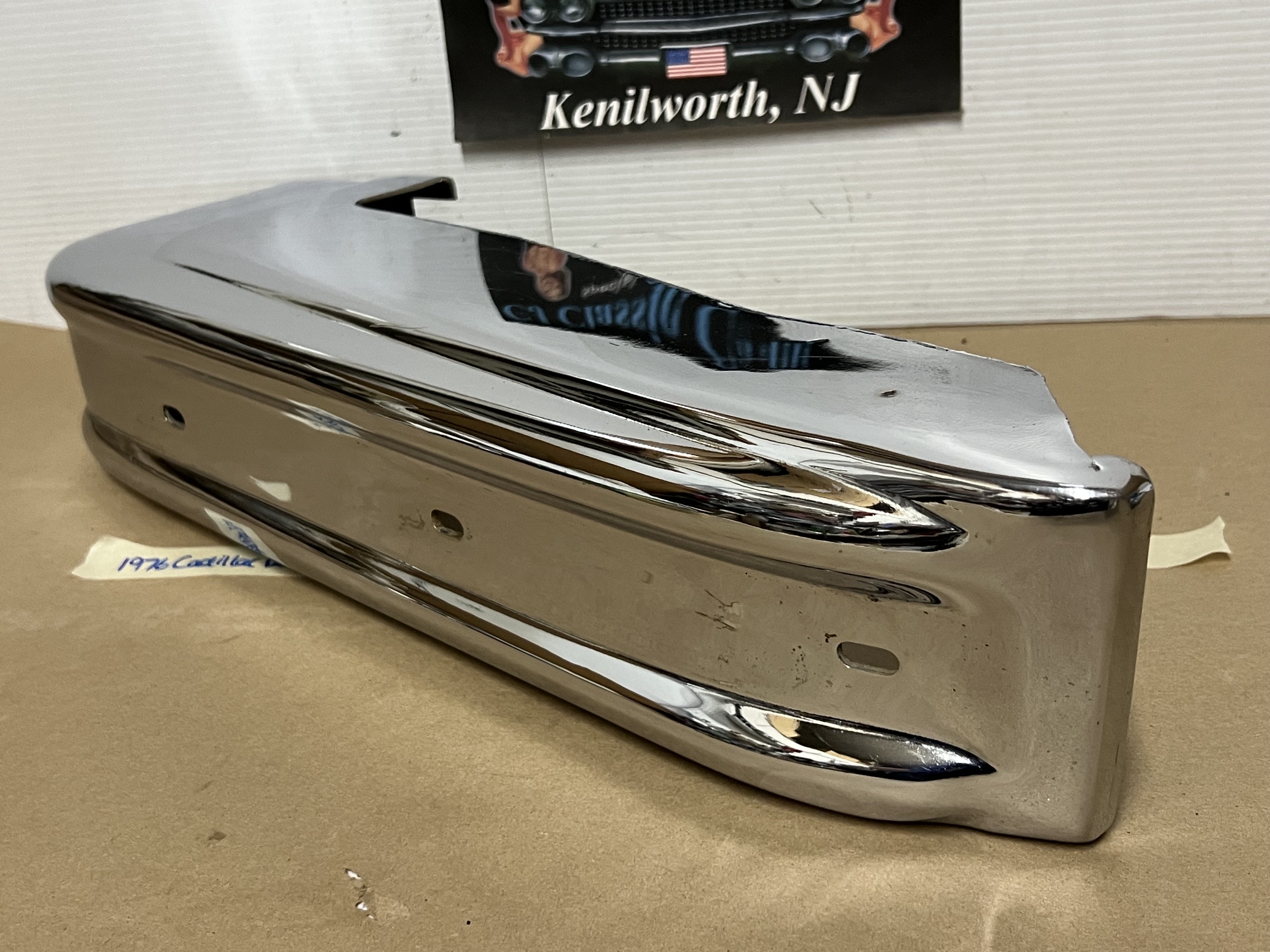 OEM 1974 1975 1976 Cadillac Deville Calais Fleetwood LEFT DRIVER SIDE FRONT BUMPER UPPER END CORNER BAR #3516089 - Image 4