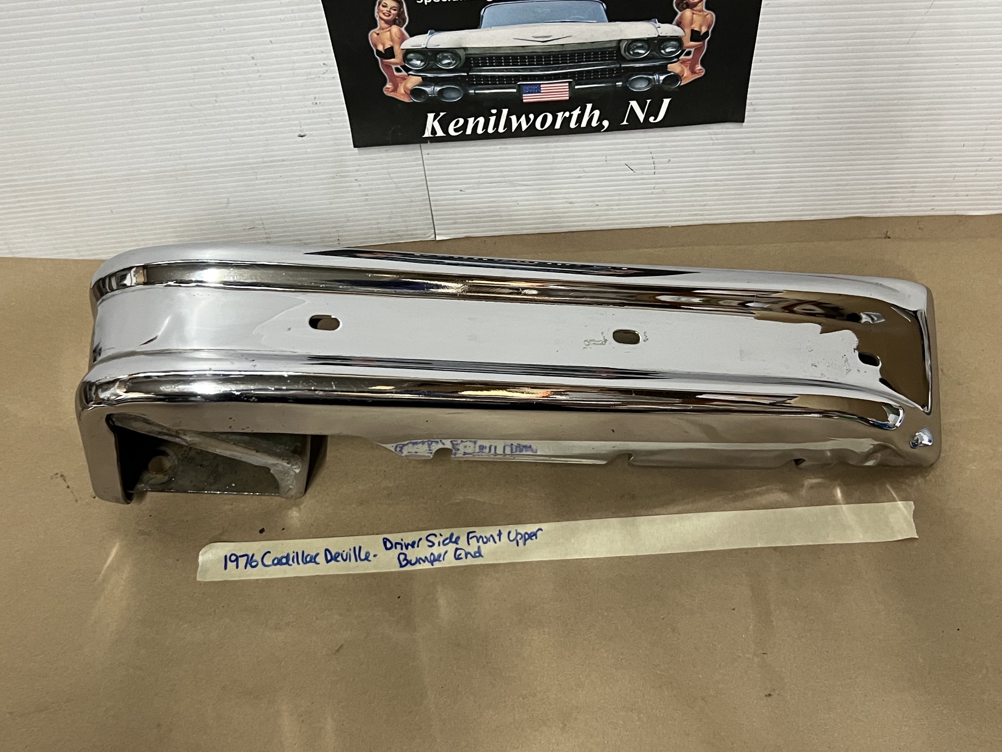 OEM 1974 1975 1976 Cadillac Deville Calais Fleetwood LEFT DRIVER SIDE FRONT BUMPER UPPER END CORNER BAR #3516089 - Image 5