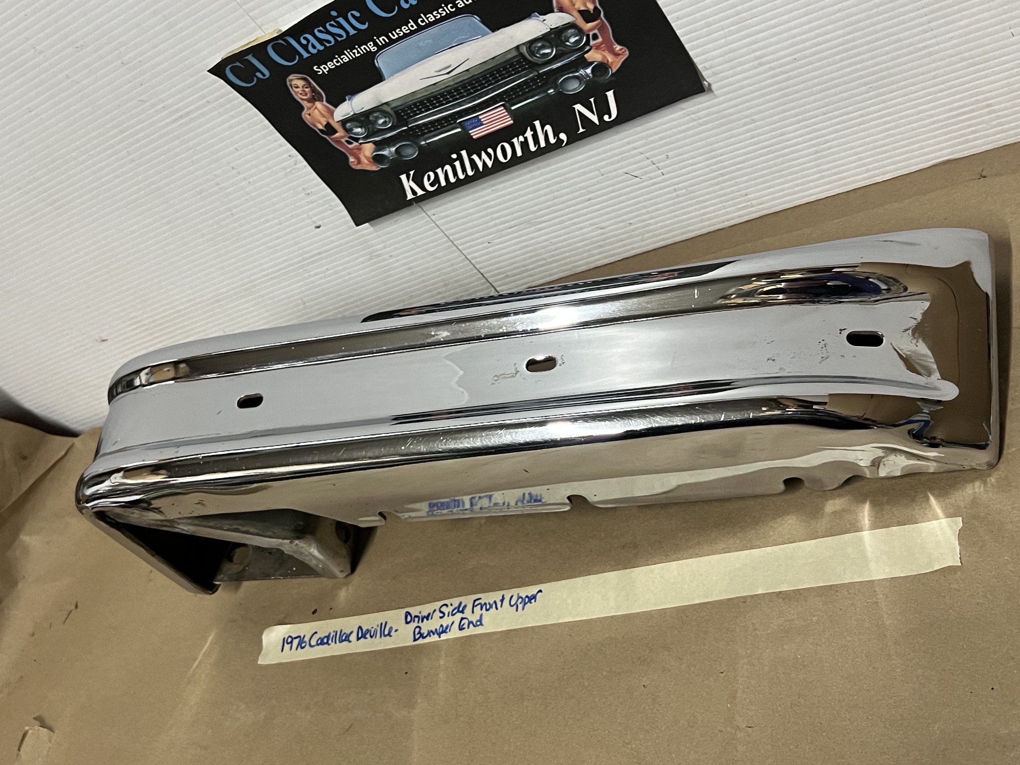 OEM 1974 1975 1976 Cadillac Deville Calais Fleetwood LEFT DRIVER SIDE FRONT BUMPER UPPER END CORNER BAR #3516089 - Image 6