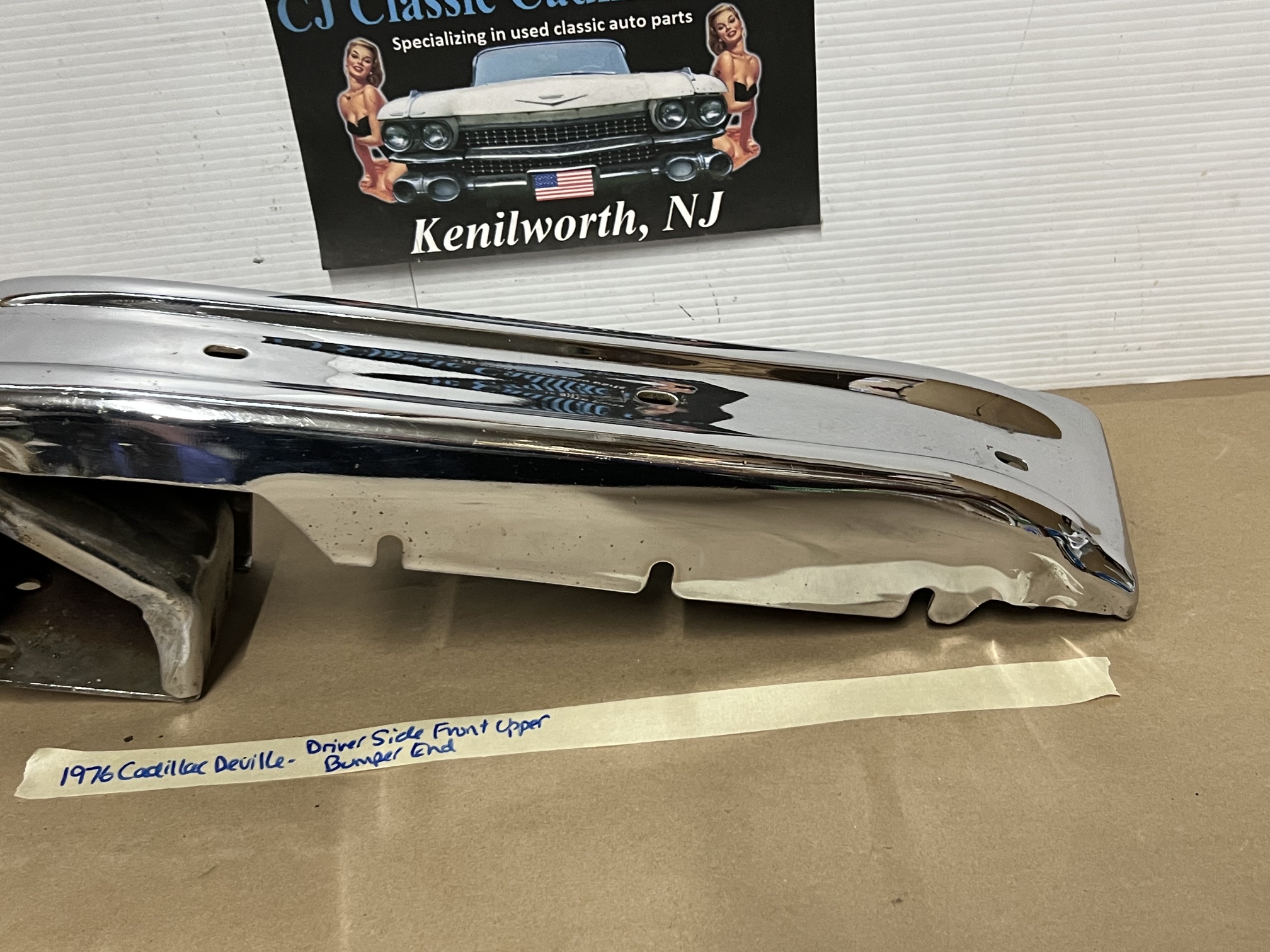OEM 1974 1975 1976 Cadillac Deville Calais Fleetwood LEFT DRIVER SIDE FRONT BUMPER UPPER END CORNER BAR #3516089 - Image 7