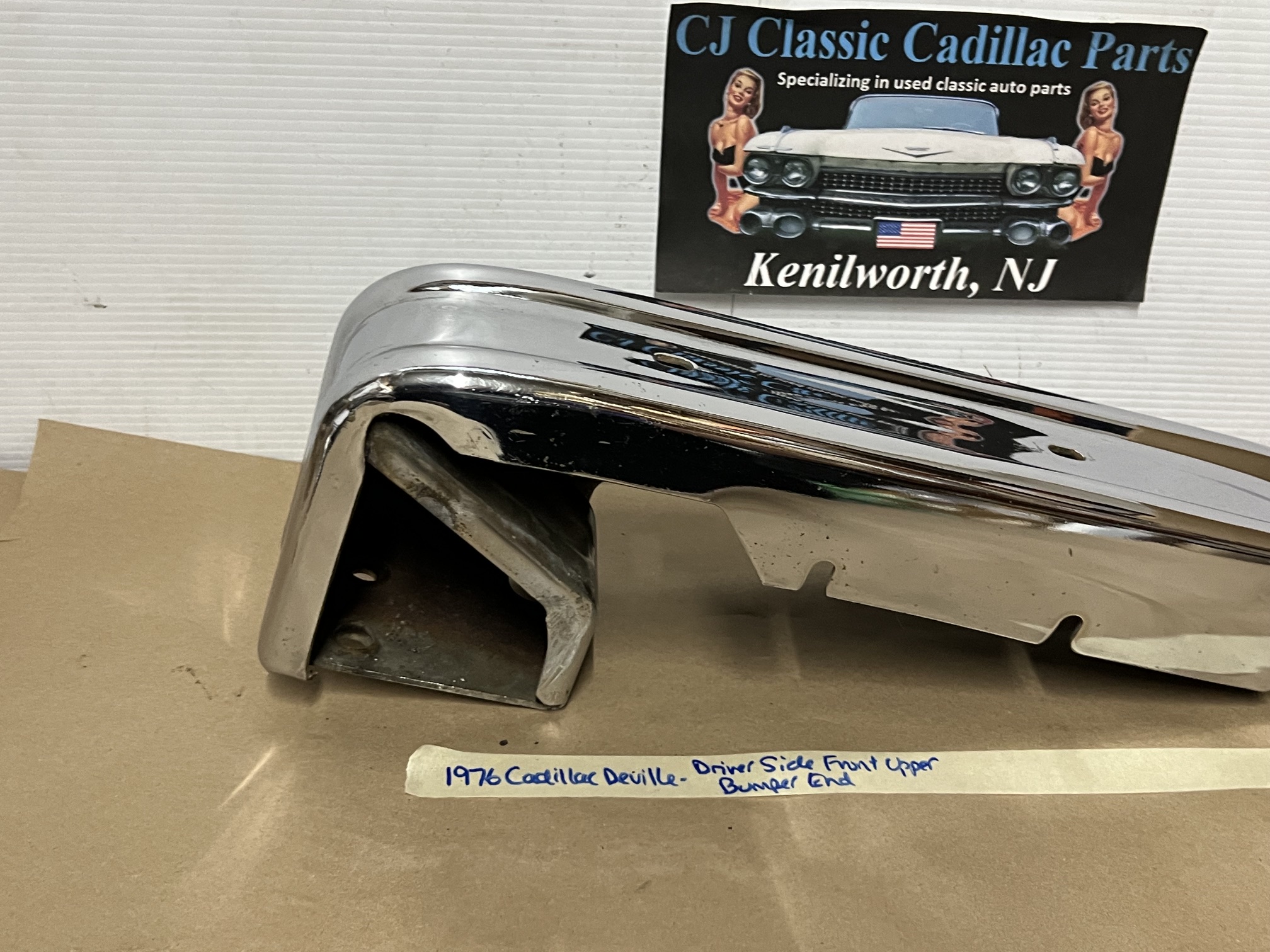 OEM 1974 1975 1976 Cadillac Deville Calais Fleetwood LEFT DRIVER SIDE FRONT BUMPER UPPER END CORNER BAR #3516089 - Image 8