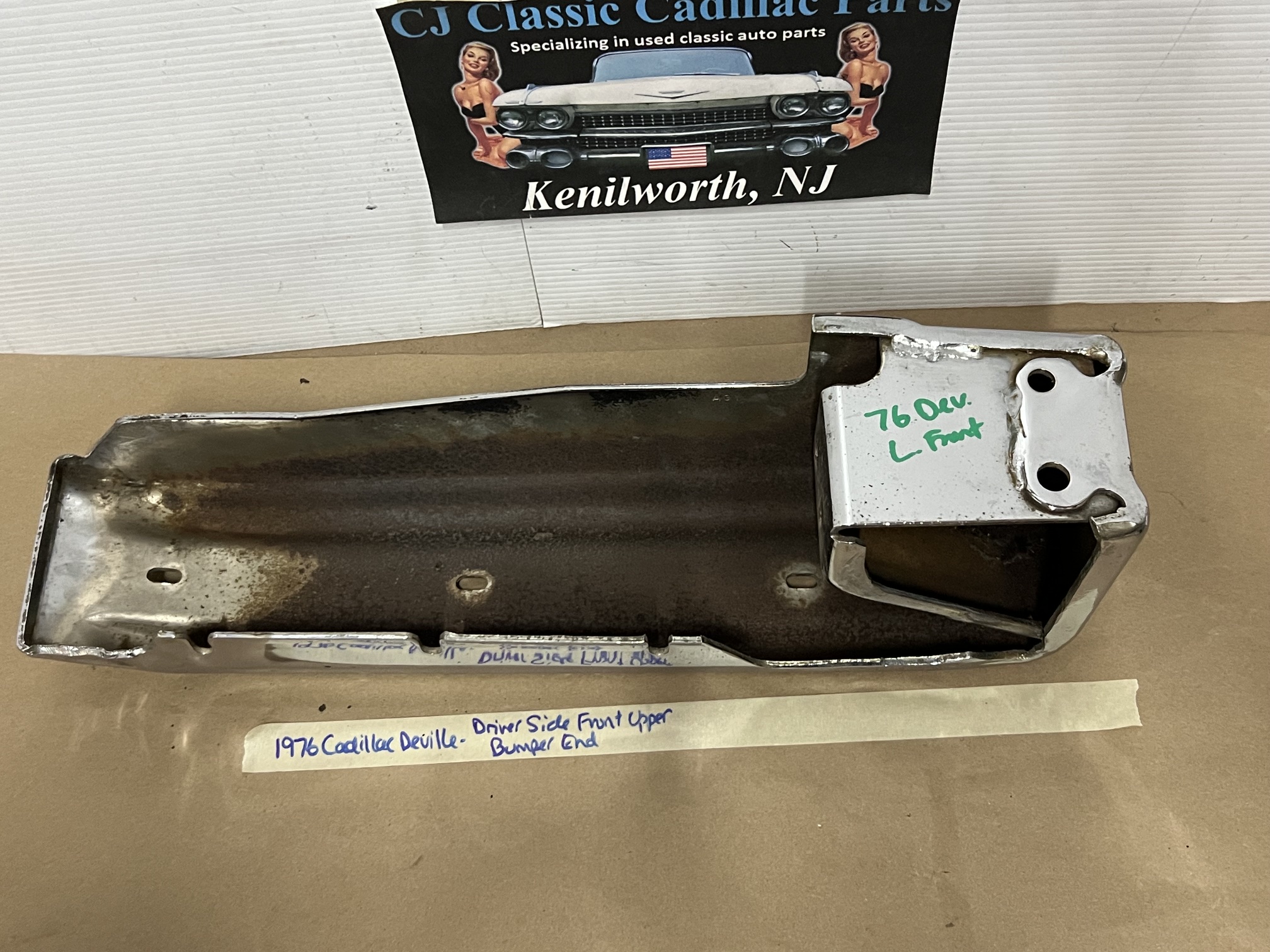 OEM 1974 1975 1976 Cadillac Deville Calais Fleetwood LEFT DRIVER SIDE FRONT BUMPER UPPER END CORNER BAR #3516089 - Image 17