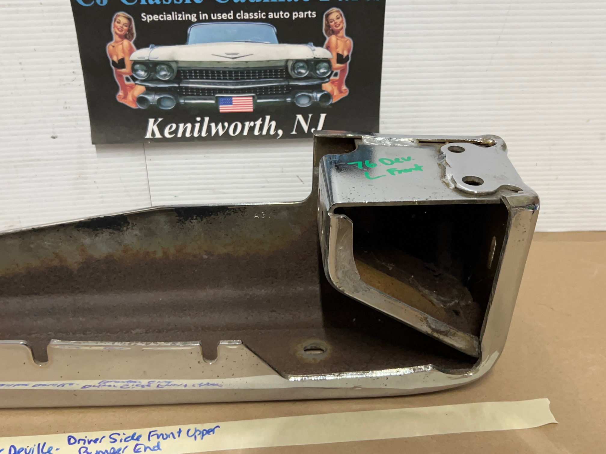 OEM 1974 1975 1976 Cadillac Deville Calais Fleetwood LEFT DRIVER SIDE FRONT BUMPER UPPER END CORNER BAR #3516089 - Image 18