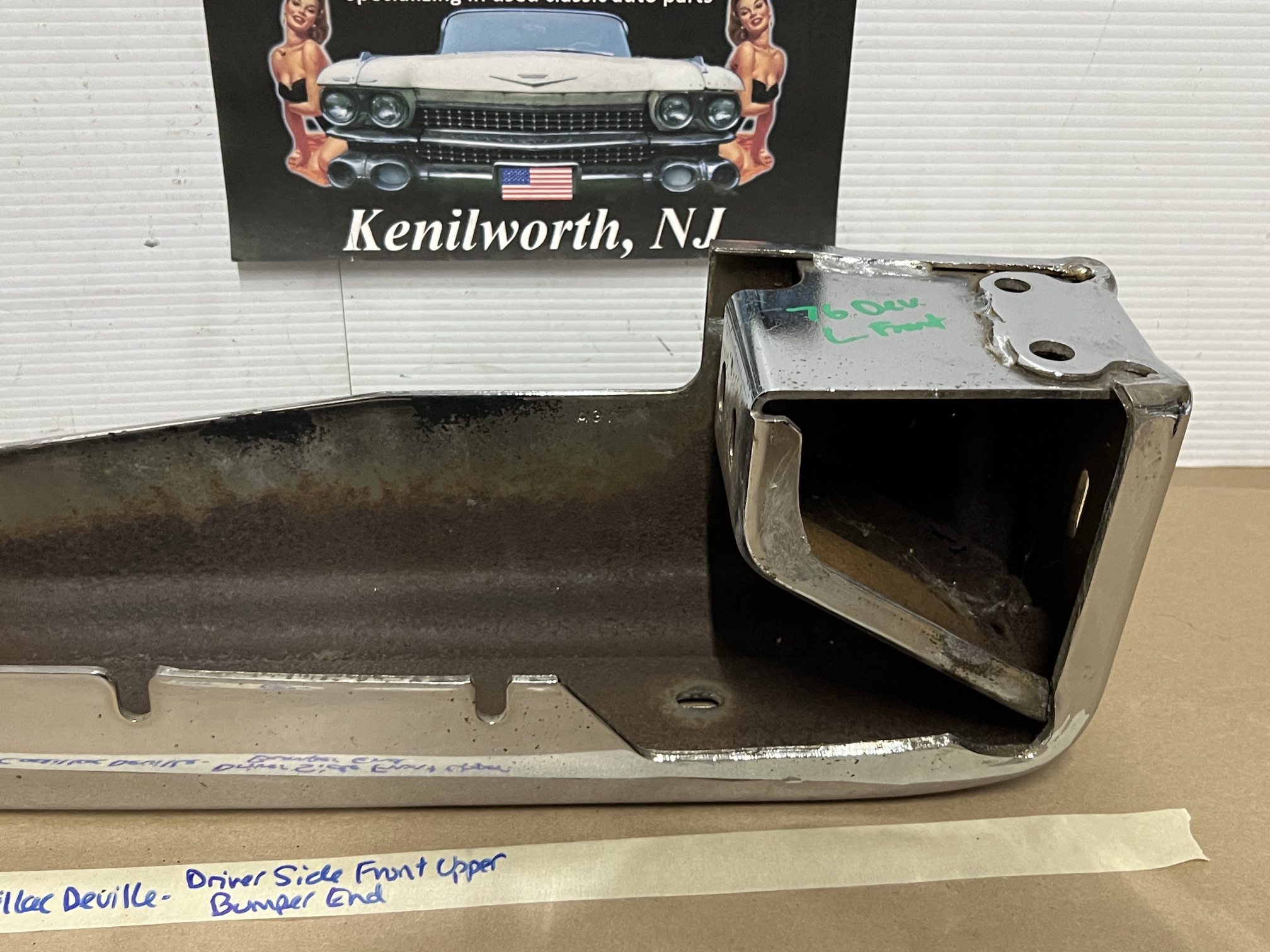 OEM 1974 1975 1976 Cadillac Deville Calais Fleetwood LEFT DRIVER SIDE FRONT BUMPER UPPER END CORNER BAR #3516089 - Image 19