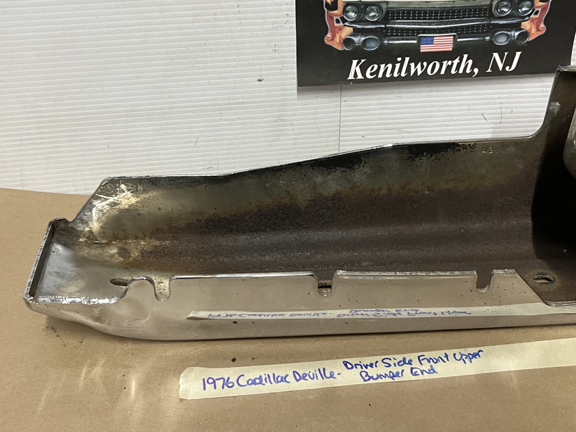 OEM 1974 1975 1976 Cadillac Deville Calais Fleetwood LEFT DRIVER SIDE FRONT BUMPER UPPER END CORNER BAR #3516089 - Image 20