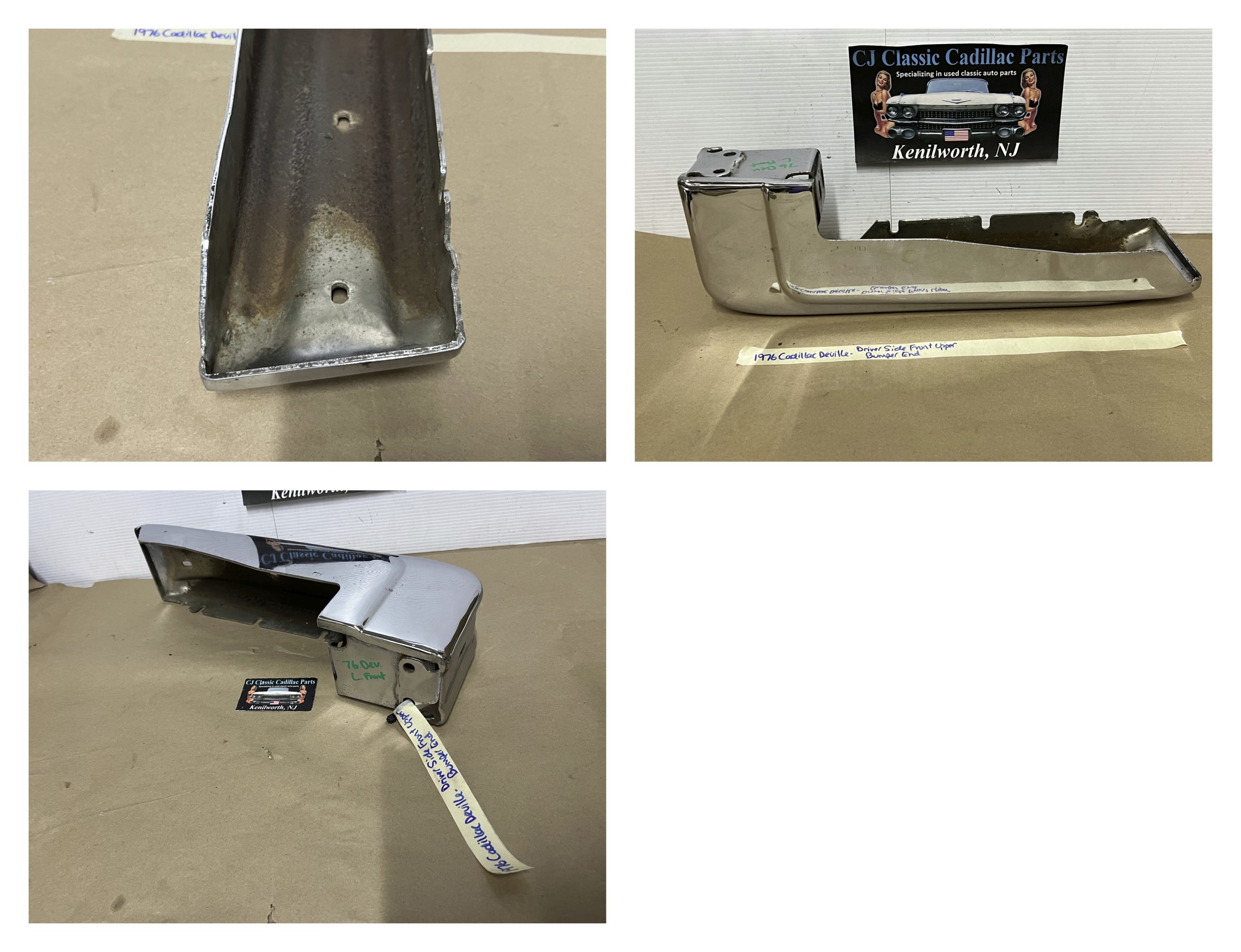OEM 1974 1975 1976 Cadillac Deville Calais Fleetwood LEFT DRIVER SIDE FRONT BUMPER UPPER END CORNER BAR #3516089 - Image 24