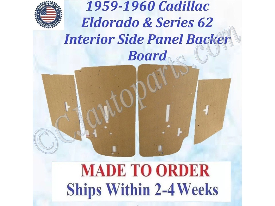 NEW Reproduction 1959-1960 Cadillac 2 Door Hardtop Interior Door Panel & Quarter Panel Backer Boards (4 Pcs) (CAD-DBD-525)