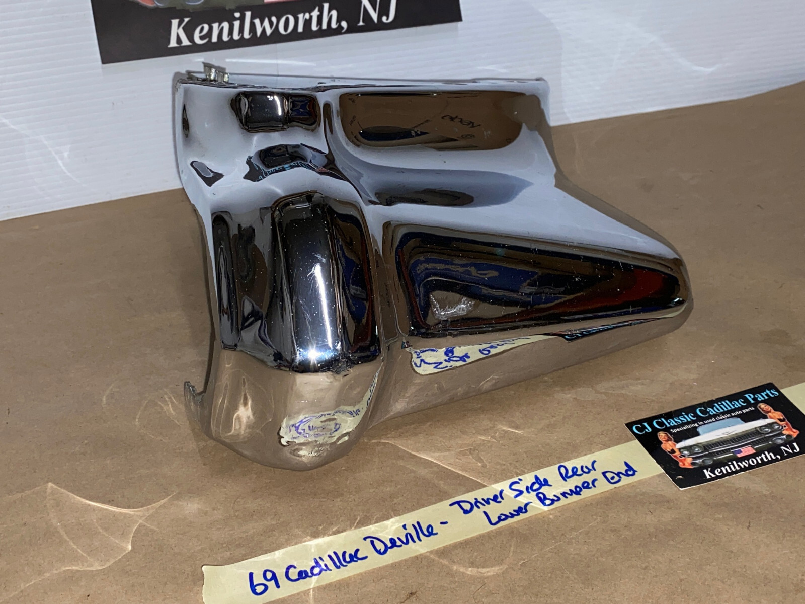 OEM 1969 Cadillac Deville Calais Fleetwood DRIVER SIDE LEFT LOWER REAR BUMPER END #3514613 - Image 2