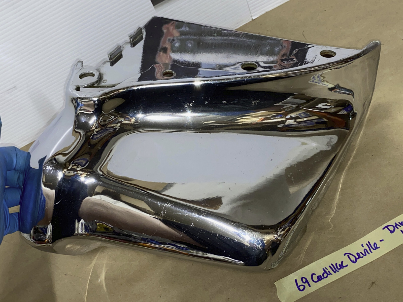 OEM 1969 Cadillac Deville Calais Fleetwood DRIVER SIDE LEFT LOWER REAR BUMPER END #3514613 - Image 7