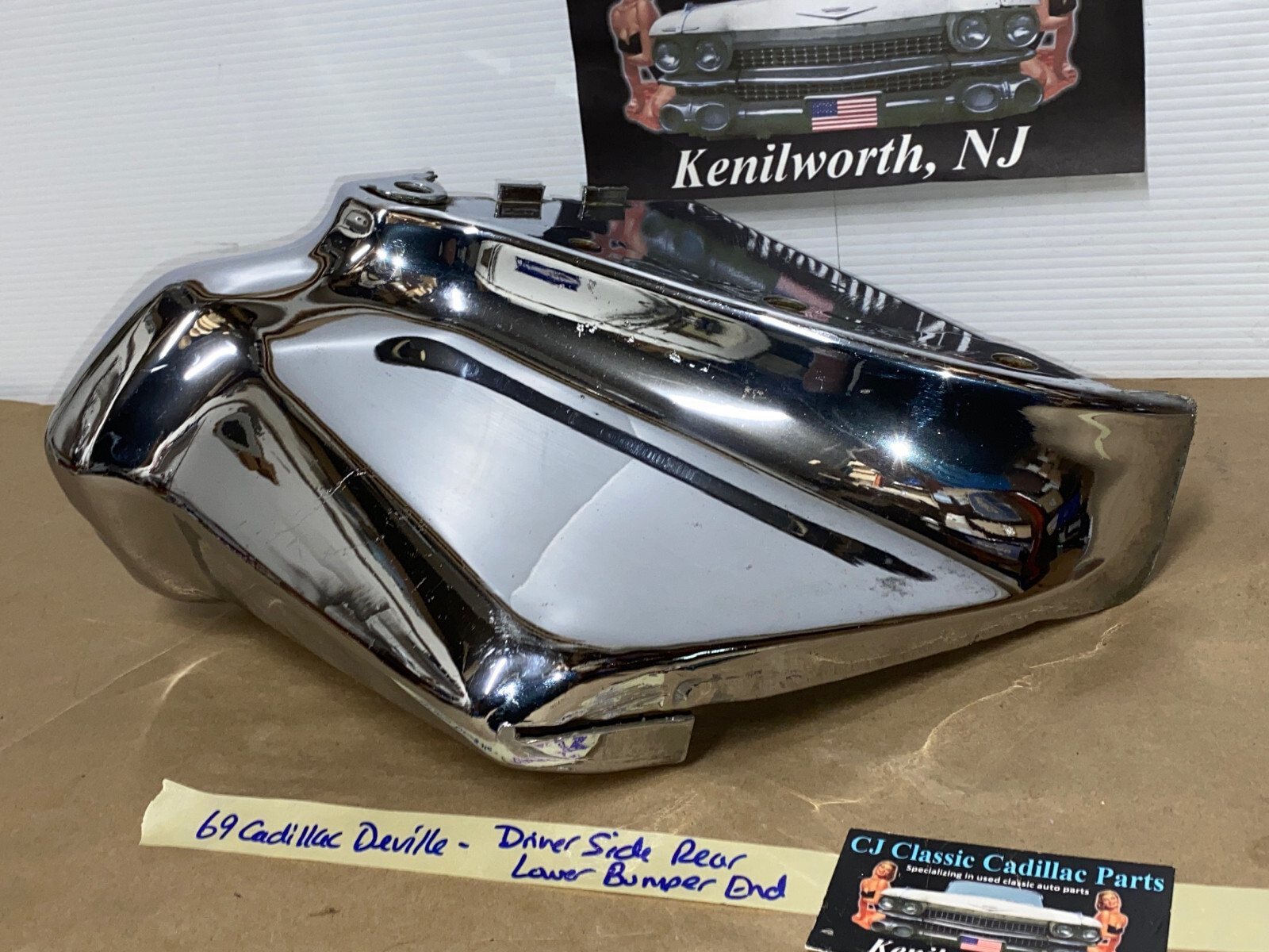OEM 1969 Cadillac Deville Calais Fleetwood DRIVER SIDE LEFT LOWER REAR BUMPER END #3514613 - Image 9