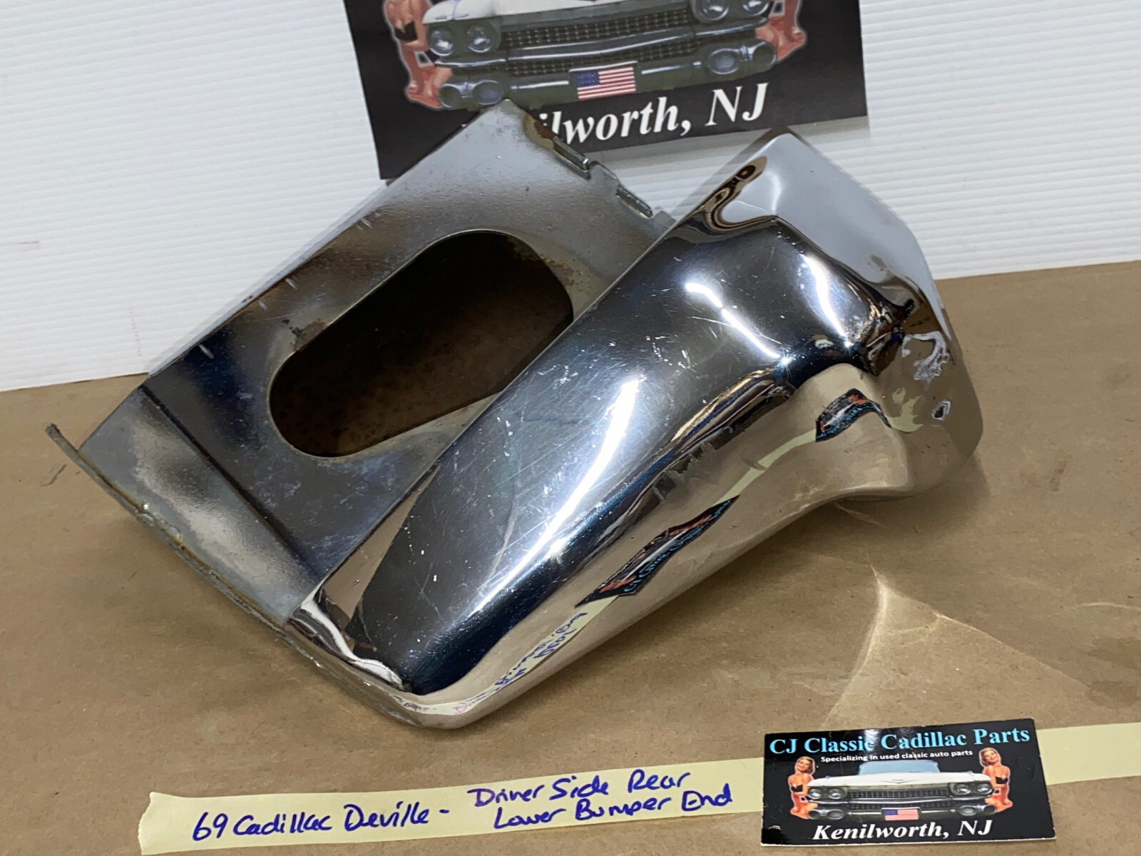 OEM 1969 Cadillac Deville Calais Fleetwood DRIVER SIDE LEFT LOWER REAR BUMPER END #3514613 - Image 10