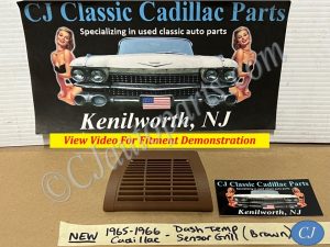 NEW 1965 1966 CADILLAC DEVILLE ELDORADO FLEETWOOD CALAIS DASH IN-CAR TEMP SENSOR GRILL COVER TRIM WITH NEW MOUNTING HARDWARE- BROWN