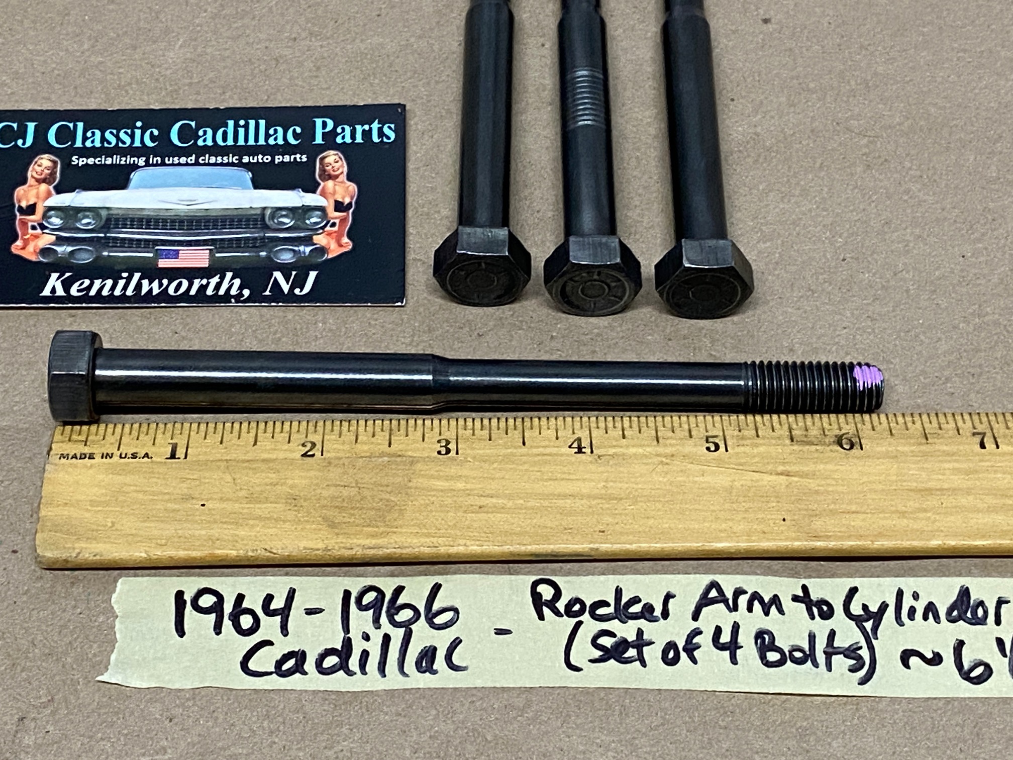 1964 1965 1966 Cadillac Deville Eldorado Fleetwood Calais 429 Engine ROCKER ARM CYLINDER HEAD BOLTS (~6-1/4" LONG) SET OF 4 #1480974 - Image 2