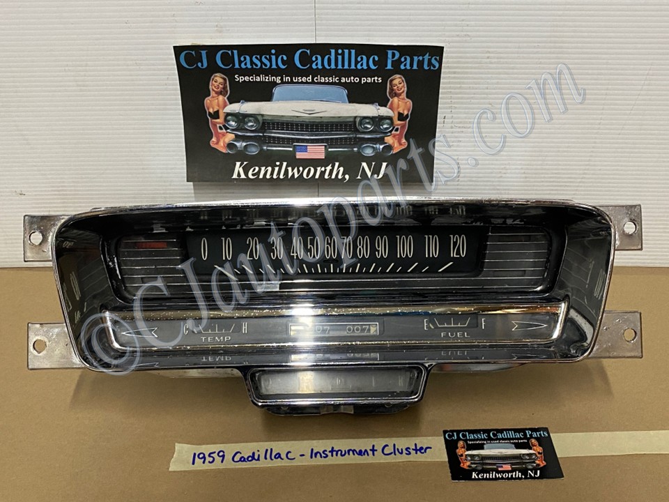 OEM 1959 Cadillac Deville Eldorado Fleetwood DASH INSTRUMENT CLUSTER SPEEDOMETER TRIPOMETER FUEL TEMP GAUGES #15876135/#1587766