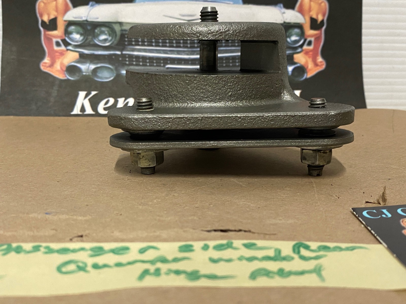 OEM 1961 1962 1963 1964 Cadillac Deville Eldorado Convertible Chevrolet Impala Convertible RIGHT PASSENGER SIDE REAR QUARTER WINDOW HINGE PIVOT WITH ADJUSTING PLATE #4812917 - Image 5