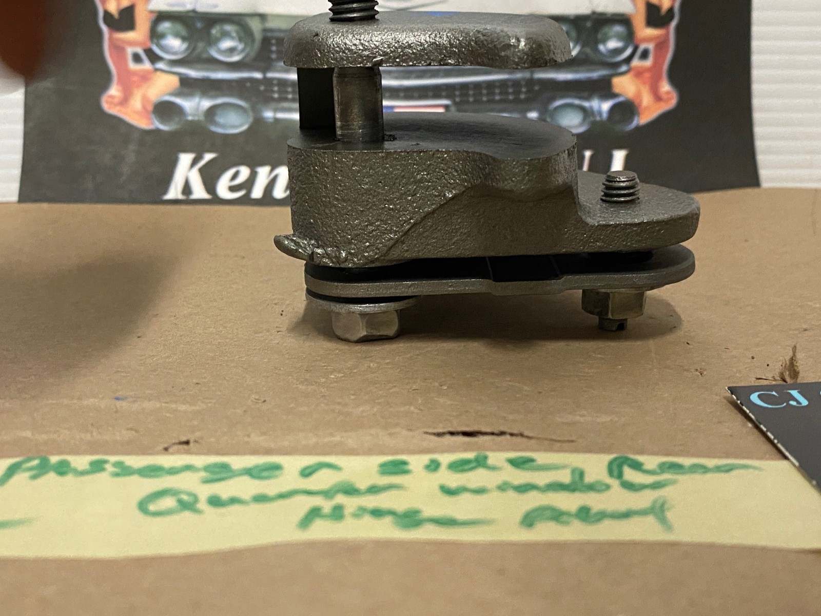 OEM 1961 1962 1963 1964 Cadillac Deville Eldorado Convertible Chevrolet Impala Convertible RIGHT PASSENGER SIDE REAR QUARTER WINDOW HINGE PIVOT WITH ADJUSTING PLATE #4812917 - Image 7