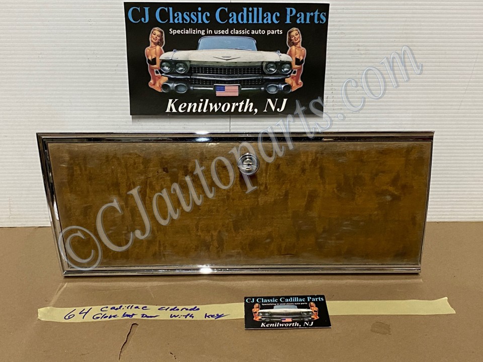 OEM 1963 1964 Cadillac Deville Eldorado Fleetwood DASH GLOVE BOX GLOVEBOX COMPARTMENT DOOR WITH LOCK KEY & HINGE #1479020