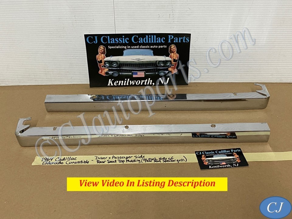 OEM 1961 1962 1963 1964 CADILLAC CONVERTIBLE LEFT & RIGHT REAR SEAT TOP UPPER VALANCE MOLDING SPEAKER GRILL SURROUND TRIM #4810021/#4810022
