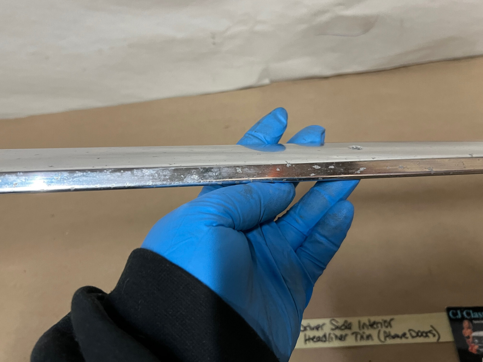 OEM 1959 1960 Cadillac Deville 4 Door 4 Window FLAT TOP INTERIOR LEFT SIDE HEADLINER TRIM (ABOVE DOORS) #4757727 - Image 14