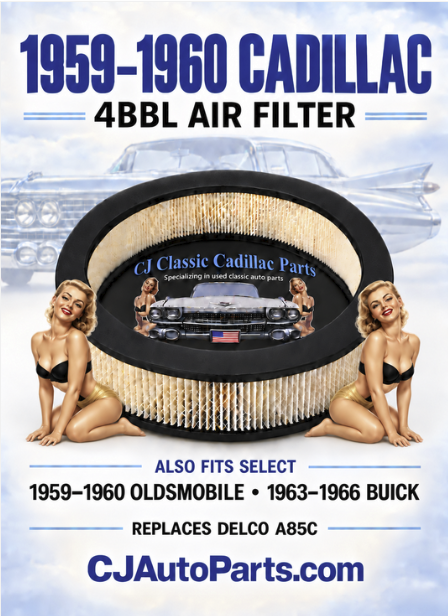 NEW 1959-1960 CADILLAC DEVILLE ELDORADO FLEETWOOD, 1959-1960 Oldsmobile, 1963 1964 Buick Riviera, 1965-1966 Buick Gran Sport Skylark Wildcat Riviera 4 BARRELL (4 BBL) AIR CLEANER FILTER (Replaces Delco # A85C, GM #5645342, WIX42092)