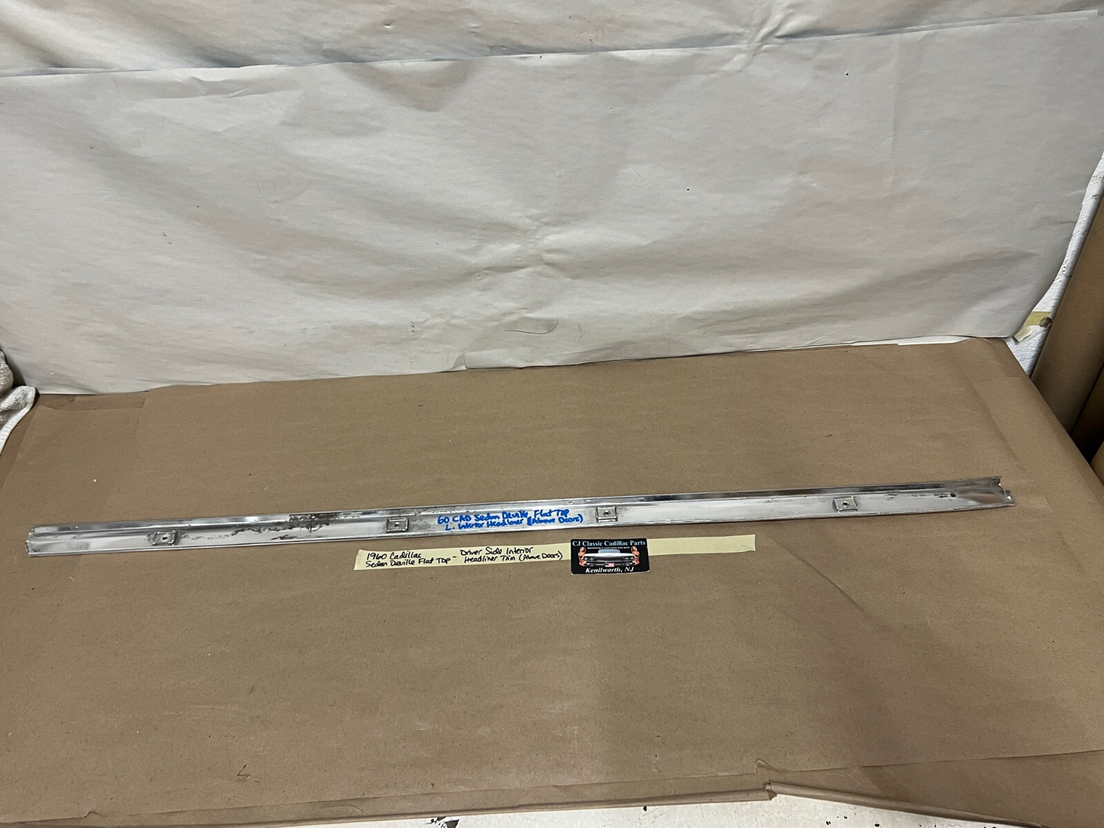 OEM 1959 1960 Cadillac Deville 4 Door 4 Window FLAT TOP INTERIOR LEFT SIDE HEADLINER TRIM (ABOVE DOORS) #4757727 - Image 20