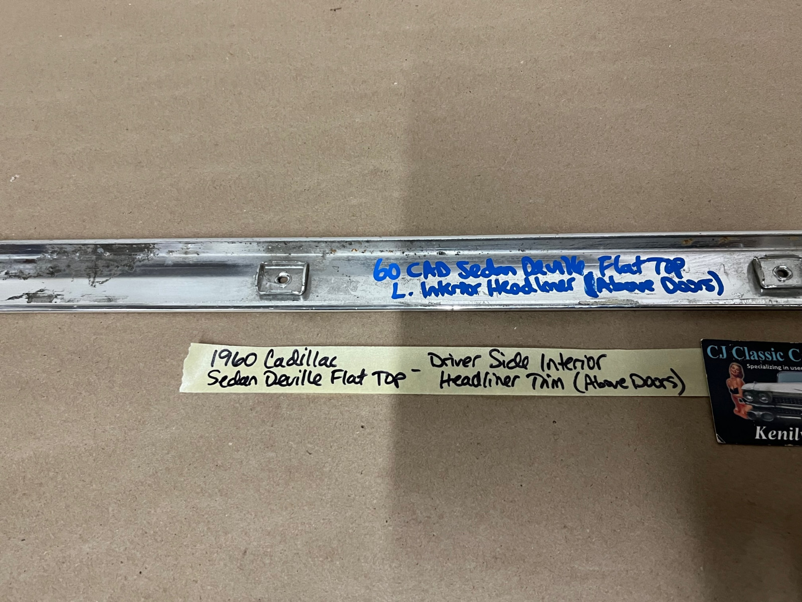 OEM 1959 1960 Cadillac Deville 4 Door 4 Window FLAT TOP INTERIOR LEFT SIDE HEADLINER TRIM (ABOVE DOORS) #4757727 - Image 22
