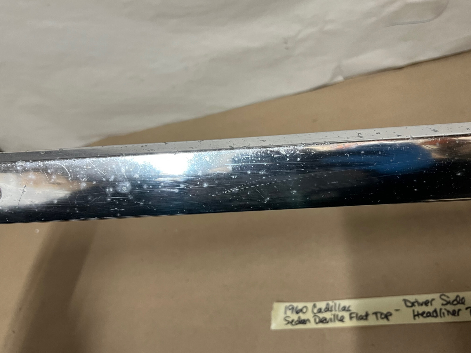 OEM 1959 1960 Cadillac Deville 4 Door 4 Window FLAT TOP INTERIOR LEFT SIDE HEADLINER TRIM (ABOVE DOORS) #4757727 - Image 4