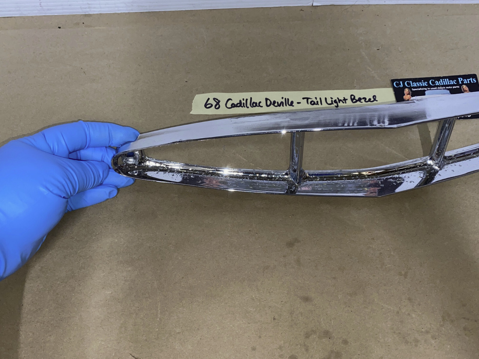 OEM 1967 1968 Cadillac Deville Fleetwood Calais Commrecial Chassis TAIL LIGHT BEZEL TRIM BUMPER END REAR LAMP #5959155 - Image 10