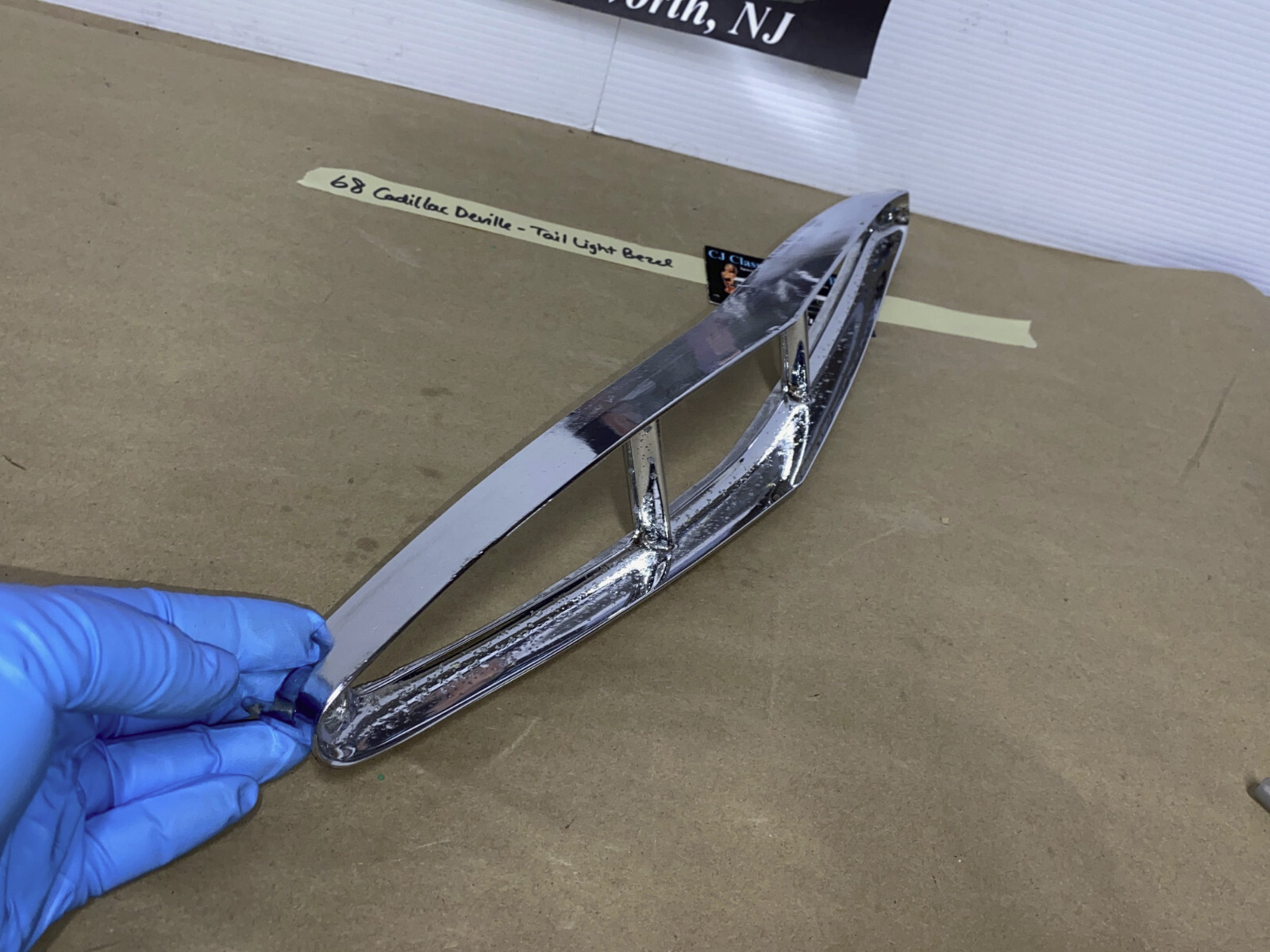 OEM 1967 1968 Cadillac Deville Fleetwood Calais Commrecial Chassis TAIL LIGHT BEZEL TRIM BUMPER END REAR LAMP #5959155 - Image 13