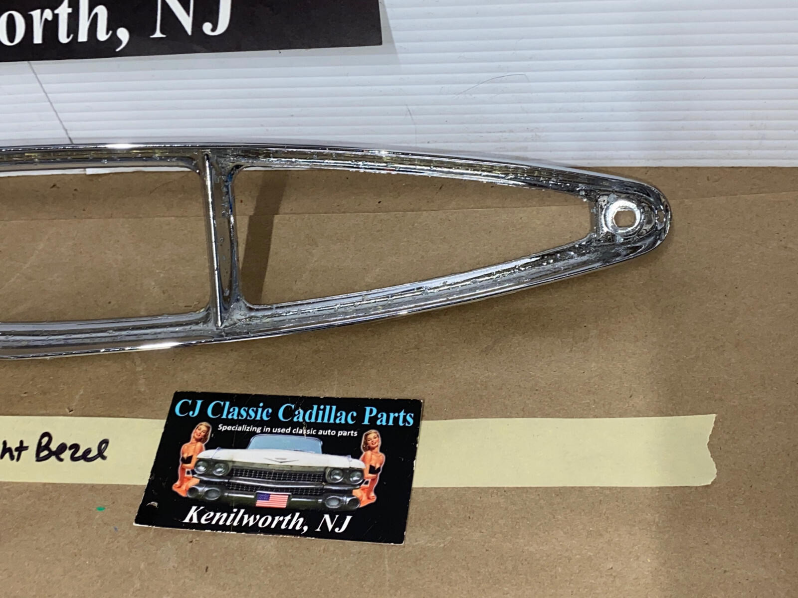 OEM 1967 1968 Cadillac Deville Fleetwood Calais Commrecial Chassis TAIL LIGHT BEZEL TRIM BUMPER END REAR LAMP #5959155 - Image 4
