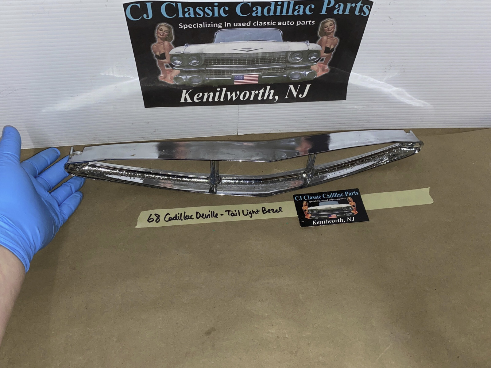 OEM 1967 1968 Cadillac Deville Fleetwood Calais Commrecial Chassis TAIL LIGHT BEZEL TRIM BUMPER END REAR LAMP #5959155 - Image 5