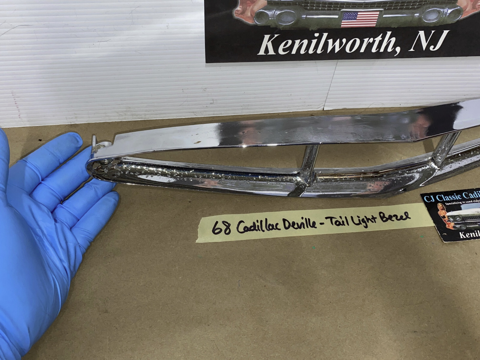 OEM 1967 1968 Cadillac Deville Fleetwood Calais Commrecial Chassis TAIL LIGHT BEZEL TRIM BUMPER END REAR LAMP #5959155 - Image 6