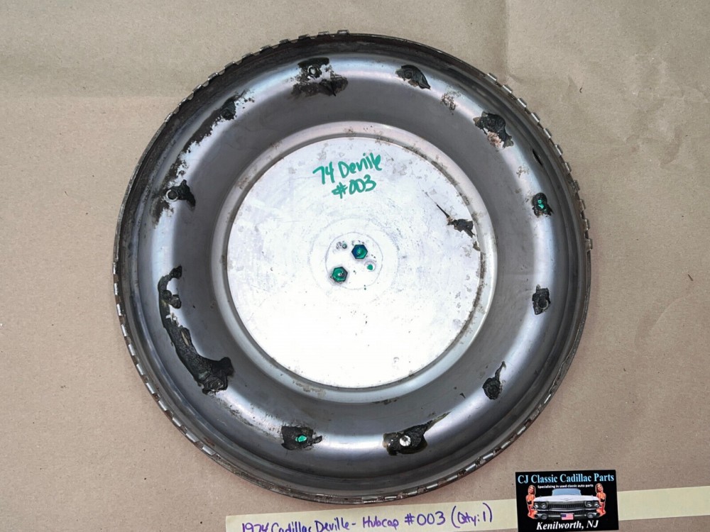 OEM 1974 1975 1976 Cadillac Fleetwood Deville 15" TURBINE HUBCAP WHEEL COVER W/CREST EMBLEM #003 (ONE) - Image 10