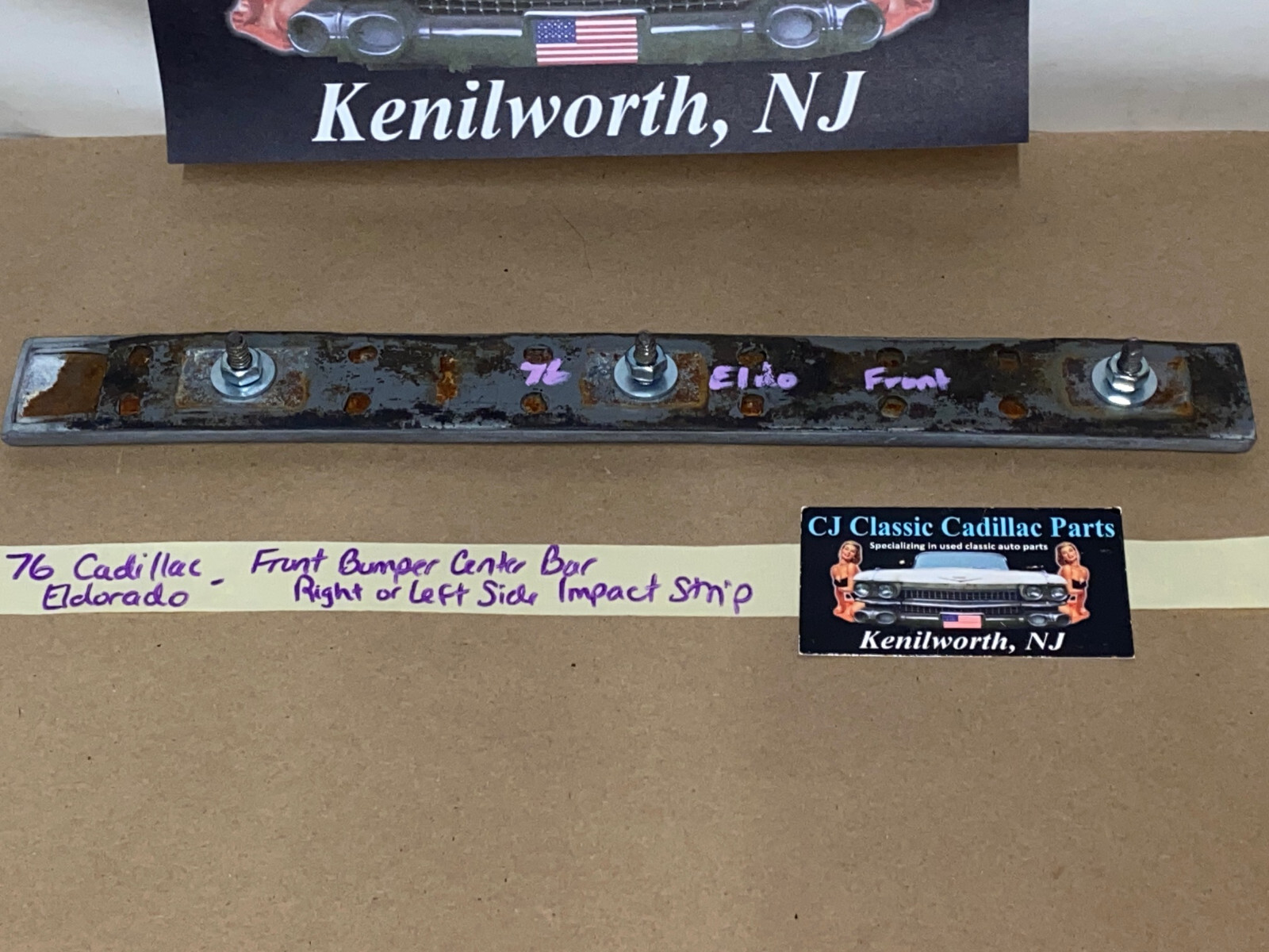 OEM 1975 1976 1977 1978 CADILLAC ELDORADO FRONT BUMPER CENTER BAR IMPACT STRIP CUSHION W/STUDS #1605272 LEFT OR RIGHT SIDE - Image 10