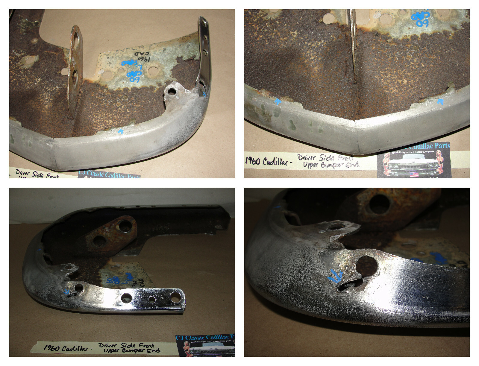 OEM 1960 Cadillac Deville Eldorado Fleetwood LEFT DRIVER SIDE CHROME UPPER FRONT BUMPER END CORNER #3511899 - Image 10