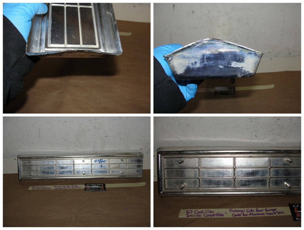OEM 1967 Cadillac DeVille Calais RIGHT PASSENGER SIDE REAR BUMPER BAR ALUMINUM INSERT TRIM #1488623 - Image 10