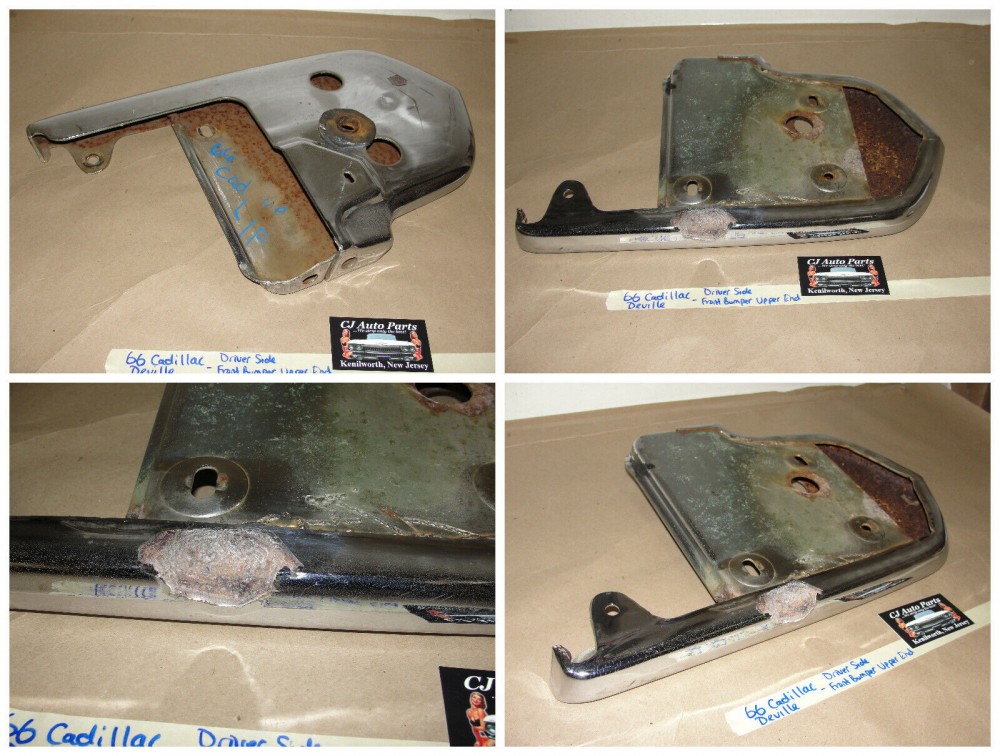 OEM 1966 Cadillac Deville Eldorado Calais Fleetwood LEFT DRIVER SIDE UPPER FRONT BUMPER END #3513678 - Image 10
