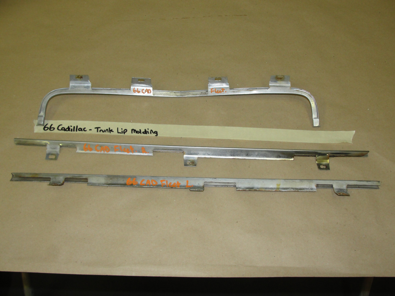 OEM 1966 Cadillac Eldorado Fleetwood Deville Calais TRUNK DECK LID LIP CHROME BEZEL TRIM MOLDING 3 PIECE SET #4227324/#4227325/#4227314 - Image 10