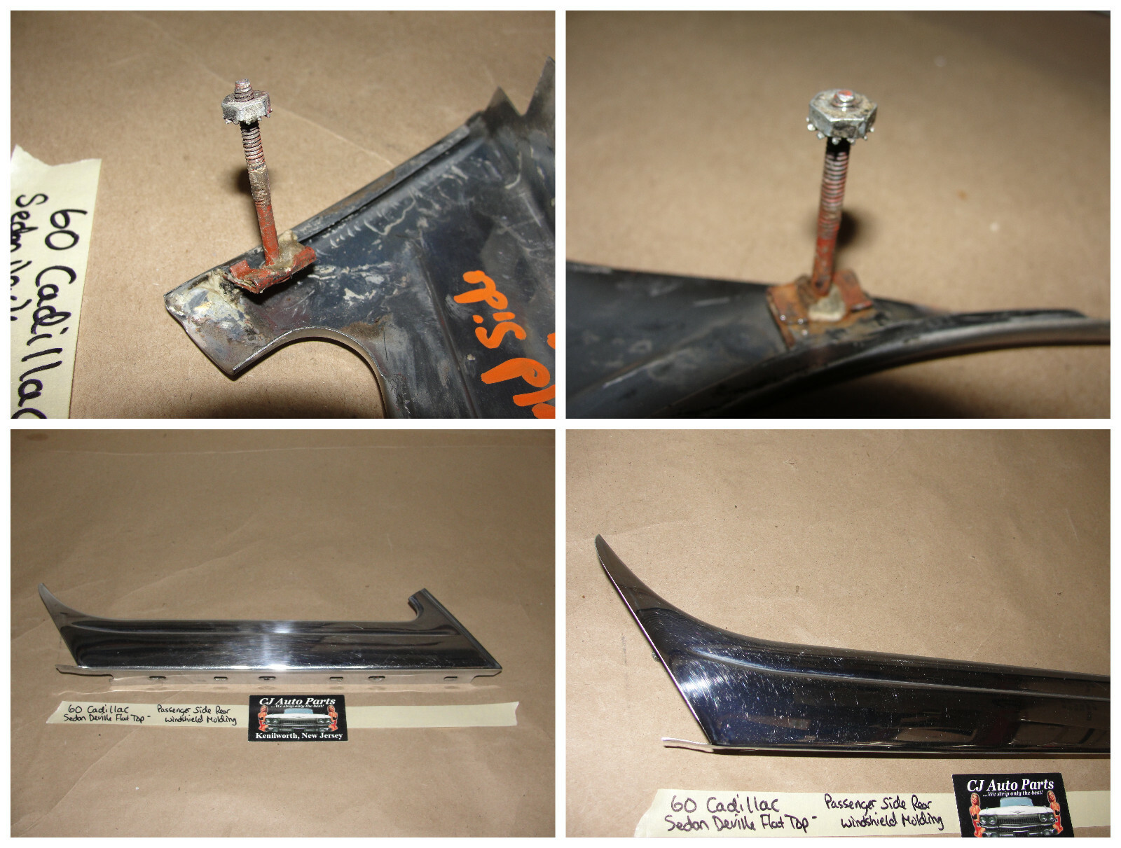 OEM 1960 Cadillac Sedan Deville Flat Top LEFT REAR WINDSHIELD WINDOW MOLDING TRIM #3631564 - Image 10