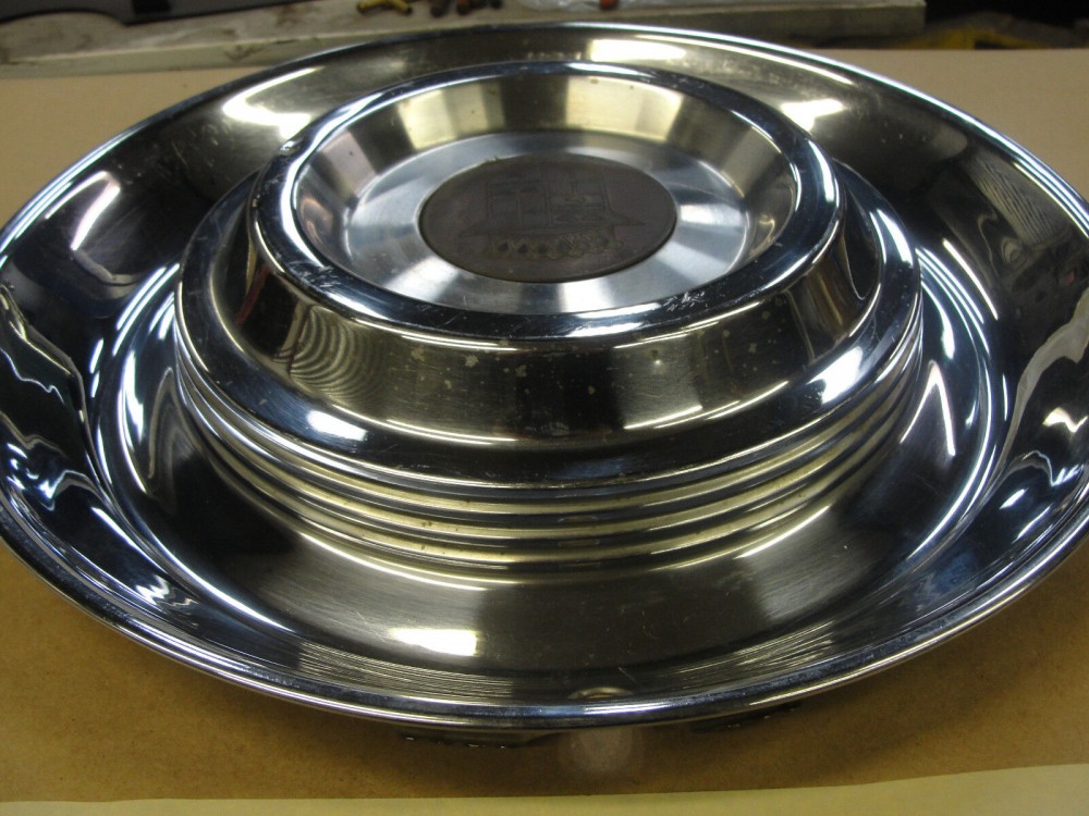 OEM 1954 1955 Cadillac Deville Eldorado Fleetwood 15" HUB CAP HUBCAP WHEEL COVER w/ CENTER CAP MEDALLION #002 - Image 10