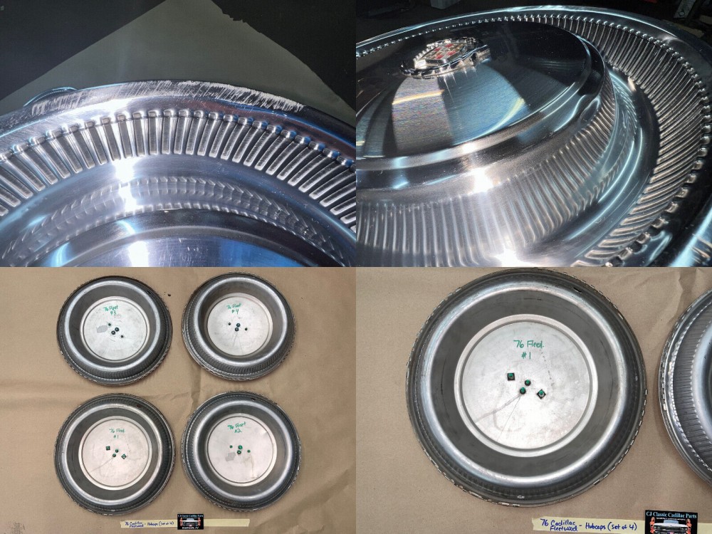 OEM 1974 1975 1976 Cadillac Fleetwood Deville 15" HUB CAPS HUBCAPS WHEEL COVERS W/ WREATH CREST EMBLEM SET OF 4 - Image 10