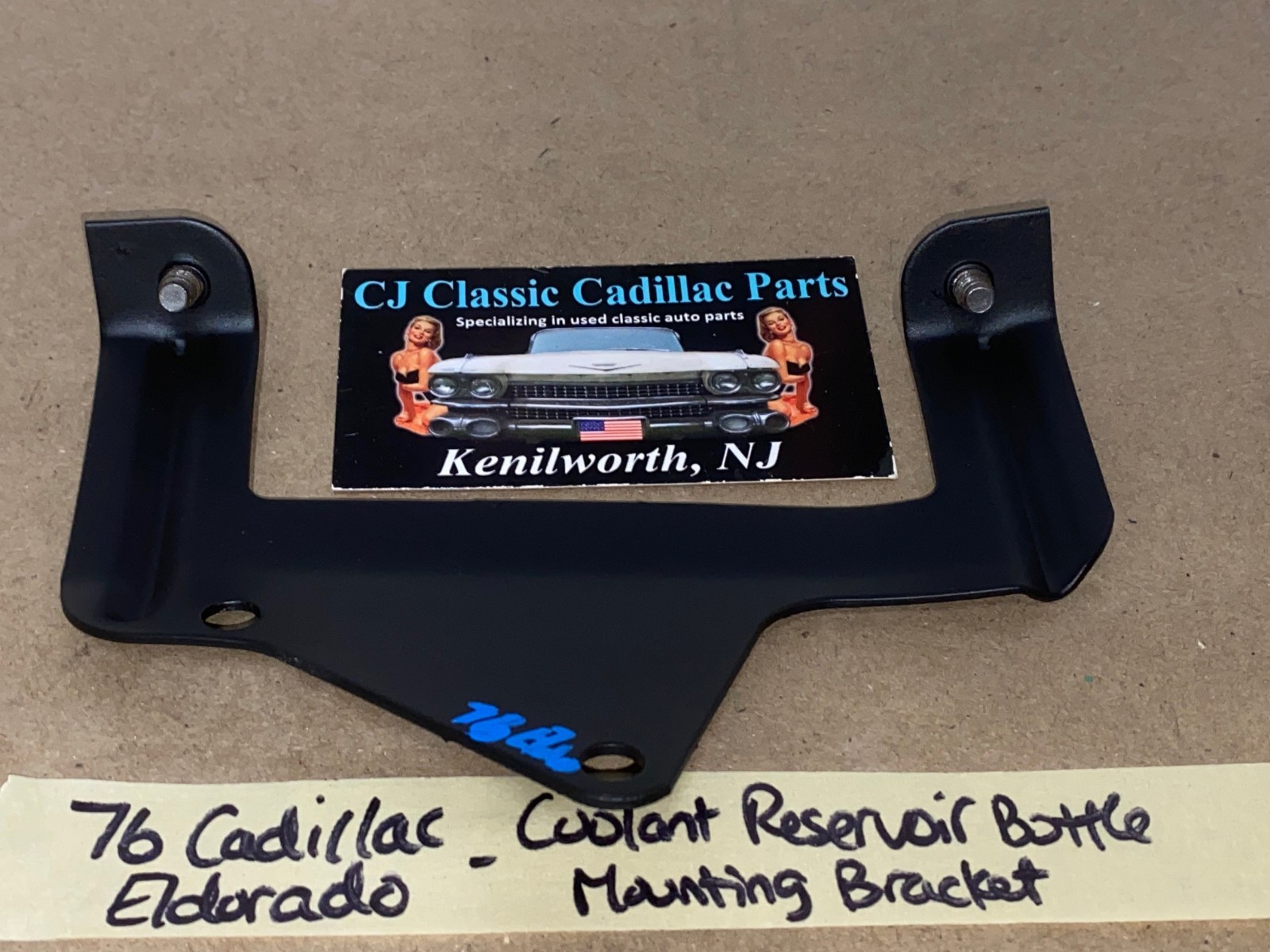 RESTORED 1974 1975 1976 Cadillac Deville Fleetwood Calais Commercial Chassis 1974 1975 1976 1977 Eldorado RADIATOR COOLANT OVERFLOW RESERVOIR BOTTLE MOUNTING BRACKET #1603756 - Image 2