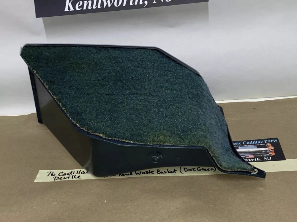 OEM 1971 1972 1973 1974 1975 1976 Cadillac Deville Eldorado Fleetwood Calais RIGHT PASSENGER SIDE KICK PANEL WASTE BASKET TRASH CAN Dark Green - Image 10