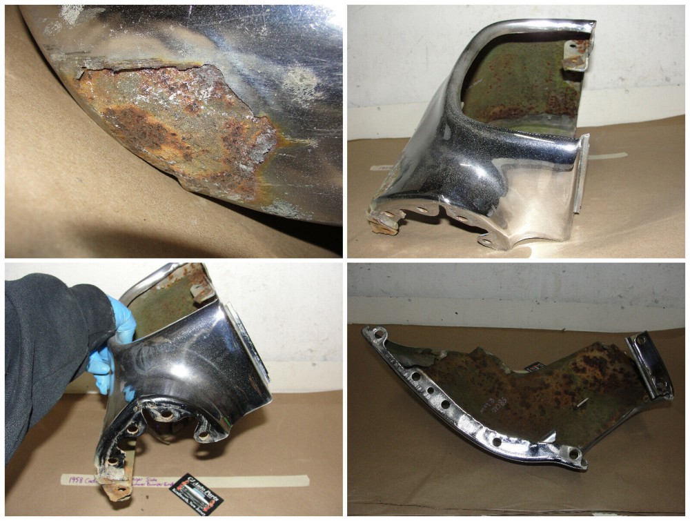 OEM 1958 Cadillac Deville Eldorado Fleetwood RIGHT PASSENGER SIDE FRONT BUMPER END LOWER #3511183 - Image 10