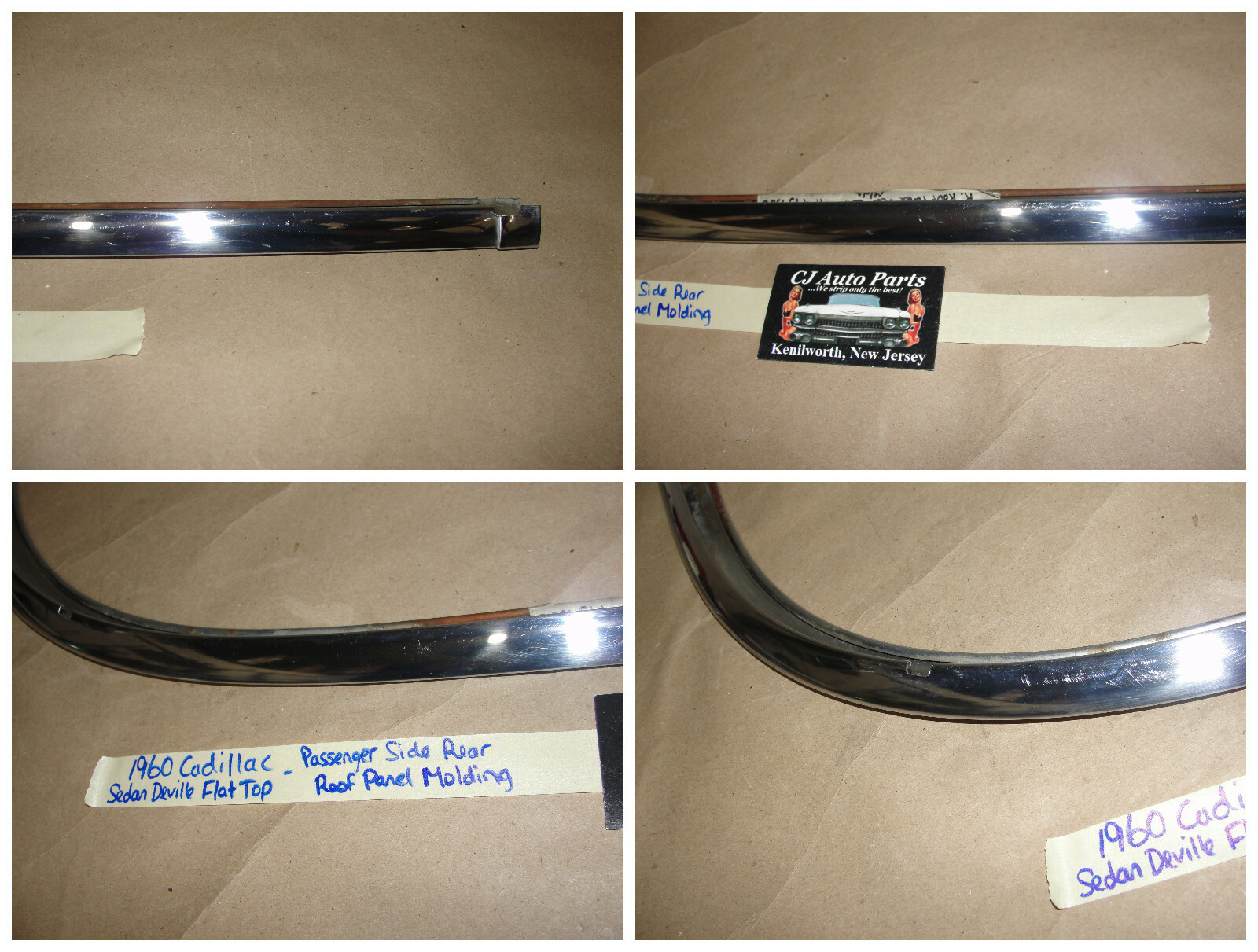OEM 1959 1960 Cadillac Deville Flat Top 4 Door 4 Window RIGHT CENTER REAR ROOF PANEL UPPER MOLDING TRIM #4757526 - Image 10